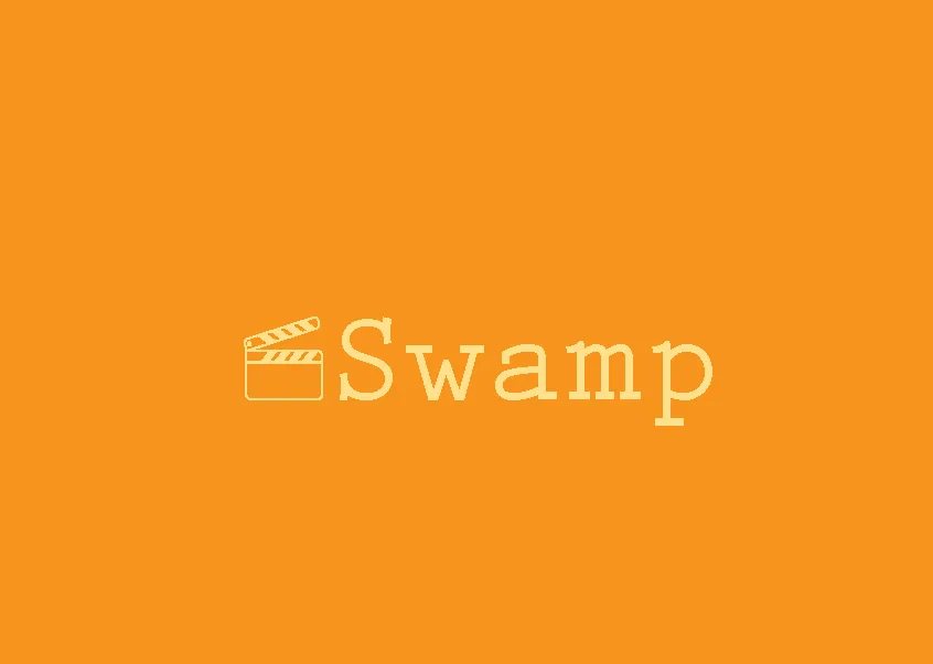 Swamp logo with a film clapperboard on orange
