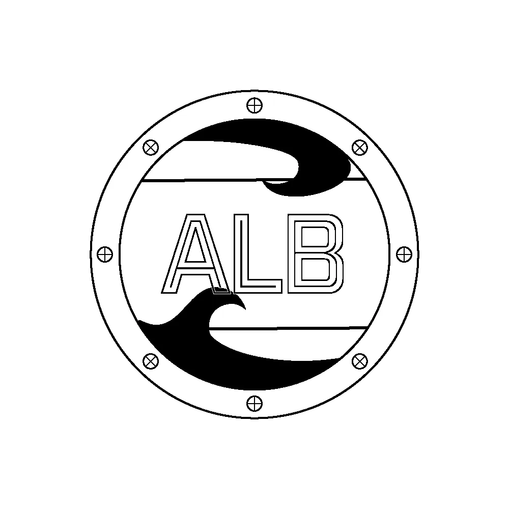 ALB porthole logo with black waves